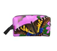 SamLng Large Travel Cosmetic Bag – Floral Butterfly Full-Print Design, Portable Toiletry Organizer, Multi-Use Pouch for Makeup, White, One Size