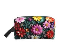 SamLng Large Travel Cosmetic Bag â€“ flower art Full-Print Design, Portable Toiletry Organizer, Multi-Use Pouch for Makeup, White, One Size