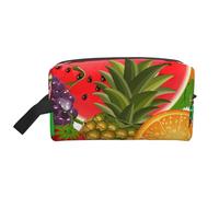 SamLng Large Travel Cosmetic Bag – Fresh Fruits Pineapple Full-Print Design, Portable Toiletry Organizer, Multi-Use Pouch for Makeup, White, One Size