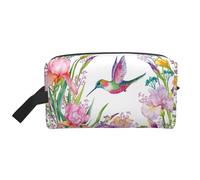 SamLng Large Travel Cosmetic Bag â€“ garden with birds and flowers Full-Print Design, Portable Toiletry Organizer, Multi-Use Pouch for Makeup, White, One Size