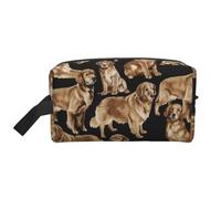 SamLng Large Travel Cosmetic Bag â€“ Golden Retrievers Full-Print Design, Portable Toiletry Organizer, Multi-Use Pouch for Makeup, White, One Size