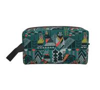 SamLng Large Travel Cosmetic Bag â€“ Green Animals Full-Print Design, Portable Toiletry Organizer, Multi-Use Pouch for Makeup, White, One Size