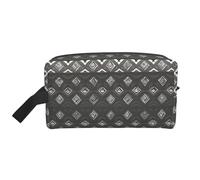 SamLng Large Travel Cosmetic Bag â€“ Grey Tribal Full-Print Design, Portable Toiletry Organizer, Multi-Use Pouch for Makeup, White, One Size, White, One Size