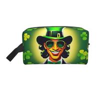 SamLng Large Travel Cosmetic Bag – Happy St Patrick's Day Full-Print Design, Portable Toiletry Organizer, Multi-Use Pouch for Makeup, White, One Size