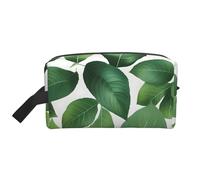 SamLng Large Travel Cosmetic Bag â€“ Herb Plant Leaf Full-Print Design, Portable Toiletry Organizer, Multi-Use Pouch for Makeup, White, One Size