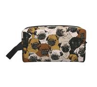 SamLng Large Travel Cosmetic Bag â€“ Imagen De Pug Full-Print Design, Portable Toiletry Organizer, Multi-Use Pouch for Makeup, White, One Size