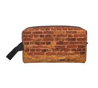SamLng Large Travel Cosmetic Bag – Industrial Brick Wall Background Full-Print Design, Portable Toiletry Organizer, Multi-Use Pouch for Makeup, White, One Size