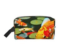 SamLng Large Travel Cosmetic Bag â€“ Japanese Pretty Koi Fish Full-Print Design, Portable Toiletry Organizer, Multi-Use Pouch for Makeup, White, One Size