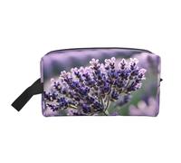 SamLng Large Travel Cosmetic Bag â€“ Lavender flower Full-Print Design, Portable Toiletry Organizer, Multi-Use Pouch for Makeup, White, One Size