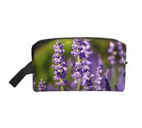 SamLng Large Travel Cosmetic Bag â€“ Lavender Flower s Full-Print Design, Portable Toiletry Organizer, Multi-Use Pouch for Makeup, White, One Size