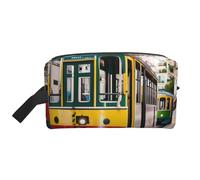 SamLng Large Travel Cosmetic Bag – lisbon tram Full-Print Design, Portable Toiletry Organizer, Multi-Use Pouch for Makeup, White, One Size