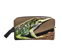 SamLng Large Travel Cosmetic Bag â€“ Lizard HD Full-Print Design, Portable Toiletry Organizer, Multi-Use Pouch for Makeup, White, One Size