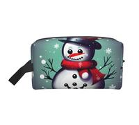 SamLng Large Travel Cosmetic Bag – Merry Christmas Day Snowman Full-Print Design, Portable Toiletry Organizer, Multi-Use Pouch for Makeup, White, One Size