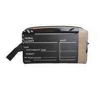 SamLng Large Travel Cosmetic Bag â€“ Movies Clapperboard Full-Print Design, Portable Toiletry Organizer, Multi-Use Pouch for Makeup, White, One Size