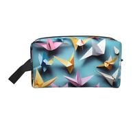 SamLng Large Travel Cosmetic Bag – Origami Paper Cranes Full-Print Design, Portable Toiletry Organizer, Multi-Use Pouch for Makeup, White, One Size