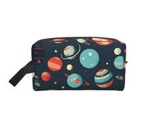 SamLng Large Travel Cosmetic Bag – Outer Space Planet Full-Print Design, Portable Toiletry Organizer, Multi-Use Pouch for Makeup, White, One Size