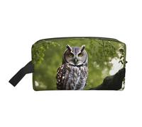 SamLng Large Travel Cosmetic Bag â€“ Owl Tree Branches Full-Print Design, Portable Toiletry Organizer, Multi-Use Pouch for Makeup, White, One Size