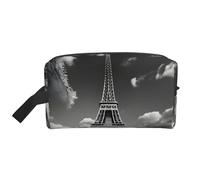 SamLng Large Travel Cosmetic Bag â€“ Paris Eiffel Tower and Cloud Full-Print Design, Portable Toiletry Organizer, Multi-Use Pouch for Makeup, White, One Size