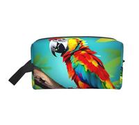 SamLng Large Travel Cosmetic Bag â€“ Parrots On Tree Full-Print Design, Portable Toiletry Organizer, Multi-Use Pouch for Makeup, White, One Size