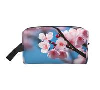SamLng Large Travel Cosmetic Bag â€“ Pink Cherry Blossoms Full-Print Design, Portable Toiletry Organizer, Multi-Use Pouch for Makeup, White, One Size, White, One Size