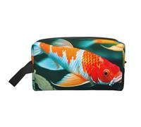 SamLng Large Travel Cosmetic Bag â€“ Pretty Koi Fish Full-Print Design, Portable Toiletry Organizer, Multi-Use Pouch for Makeup, White, One Size