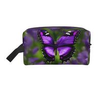 SamLng Large Travel Cosmetic Bag – Purple Butterfly Full-Print Design, Portable Toiletry Organizer, Multi-Use Pouch for Makeup, White, One Size, White, One Size