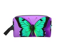 SamLng Large Travel Cosmetic Bag – purple cute butterfly print Full-Print Design, Portable Toiletry Organizer, Multi-Use Pouch for Makeup, White, One Size