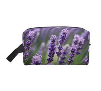 SamLng Large Travel Cosmetic Bag – Purple Lavender Floral Flowers Full-Print Design, Portable Toiletry Organizer, Multi-Use Pouch for Makeup, White, One Size, White, One Size