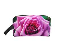 SamLng Large Travel Cosmetic Bag â€“ Purple Rose Flower Full-Print Design, Portable Toiletry Organizer, Multi-Use Pouch for Makeup, White, One Size, White, One Size