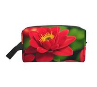 SamLng Large Travel Cosmetic Bag – Red beautiful flower Full-Print Design, Portable Toiletry Organizer, Multi-Use Pouch for Makeup, White, One Size