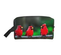 SamLng Large Travel Cosmetic Bag â€“ Red cute birds Full-Print Design, Portable Toiletry Organizer, Multi-Use Pouch for Makeup, White, One Size
