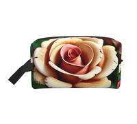 SamLng Large Travel Cosmetic Bag â€“ Rustic Rose Flower Full-Print Design, Portable Toiletry Organizer, Multi-Use Pouch for Makeup, White, One Size