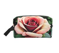 SamLng Large Travel Cosmetic Bag – Rustic Rose Flowers Full-Print Design, Portable Toiletry Organizer, Multi-Use Pouch for Makeup, White, One Size