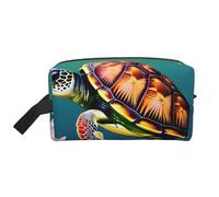 SamLng Large Travel Cosmetic Bag â€“ Sea Turtle with Fishes Full-Print Design, Portable Toiletry Organizer, Multi-Use Pouch for Makeup, White, One Size
