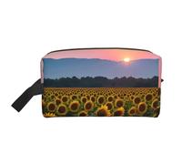 SamLng Large Travel Cosmetic Bag – sunflower sun Full-Print Design, Portable Toiletry Organizer, Multi-Use Pouch for Makeup, White, One Size