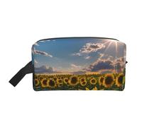 SamLng Large Travel Cosmetic Bag â€“ Sunflowers Sunlight Full-Print Design, Portable Toiletry Organizer, Multi-Use Pouch for Makeup, White, One Size