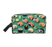 SamLng Large Travel Cosmetic Bag – Sushi Food Full-Print Design, Portable Toiletry Organizer, Multi-Use Pouch for Makeup, White, One Size