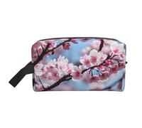 SamLng Large Travel Cosmetic Bag – Tempting Cherry Blossoms Full-Print Design, Portable Toiletry Organizer, Multi-Use Pouch for Makeup, White, One Size