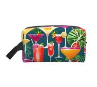 SamLng Large Travel Cosmetic Bag â€“ Tropical Cocktail Full-Print Design, Portable Toiletry Organizer, Multi-Use Pouch for Makeup, White, One Size