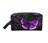 SamLng Large Travel Cosmetic Bag - Beautiful purple butterfly Full-Print Design, Portable Toiletry Organizer, Multi-Use Pouch for Makeup, White, One Size