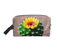 SamLng Large Travel Cosmetic Bag - Blooming Cactus Full-Print Design, Portable Toiletry Organizer, Multi-Use Pouch for Makeup, White, One Size