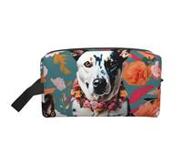 SamLng Large Travel Cosmetic Bag - Cattle Dog Florals Full-Print Design, Portable Toiletry Organizer, Multi-Use Pouch for Makeup, White, One Size