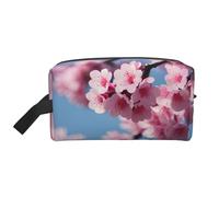 SamLng Large Travel Cosmetic Bag - Cherry Blossoms Full-Print Design, Portable Toiletry Organizer, Multi-Use Pouch for Makeup, White, One Size