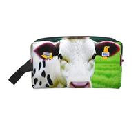 SamLng Large Travel Cosmetic Bag - Cow Patterns Full-Print Design, Portable Toiletry Organizer, Multi-Use Pouch for Makeup, White, One Size
