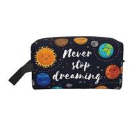 SamLng Large Travel Cosmetic Bag - Cute Planet Full-Print Design, Portable Toiletry Organizer, Multi-Use Pouch for Makeup, White, One Size