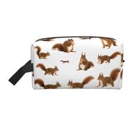 SamLng Large Travel Cosmetic Bag - Cute Squirrel Full-Print Design, Portable Toiletry Organizer, Multi-Use Pouch for Makeup, White, One Size