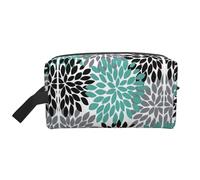 SamLng Large Travel Cosmetic Bag - Dahlia Flower Full-Print Design, Portable Toiletry Organizer, Multi-Use Pouch for Makeup, White, One Size