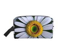 SamLng Large Travel Cosmetic Bag - Daisy Flower Full-Print Design, Portable Toiletry Organizer, Multi-Use Pouch for Makeup, White, One Size