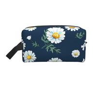 SamLng Large Travel Cosmetic Bag - daisy' Full-Print Design, Portable Toiletry Organizer, Multi-Use Pouch for Makeup, White, One Size