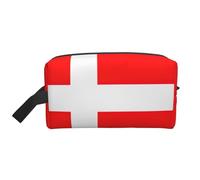 SamLng Large Travel Cosmetic Bag - Denmark Danish Flag Full-Print Design, Portable Toiletry Organizer, Multi-Use Pouch for Makeup, White, One Size
